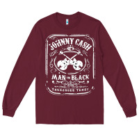 Burgundy johnny cash man in black Long Sleeve Tee - StudioElite