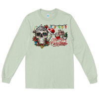 Matcha Merry Christmas  skull Long Sleeve Tee - CowhideDigitalArt