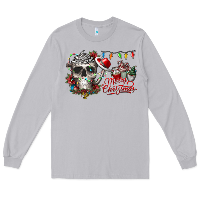 Merry Christmas  Skull Long Sleeve Tee by CowhideDigitalArt | Teevron