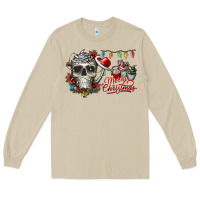 Mushroom Merry Christmas  skull Long Sleeve Tee - CowhideDigitalArt