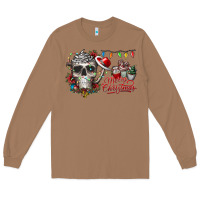 Toasted Coconut Merry Christmas  skull Long Sleeve Tee - CowhideDigitalArt