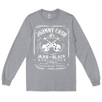 Heather Grey johnny cash man in black Long Sleeve Tee - StudioElite