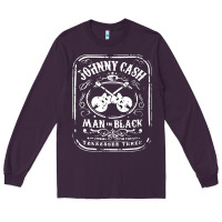 Plum johnny cash man in black Long Sleeve Tee - StudioElite