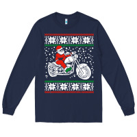 Navy santa ridin motocycle Long Sleeve Tee - StudioElite