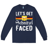 Navy lets get schnitzel faced men women vintage oktoberfest t shirt Long Sleeve Tee - StudioElite