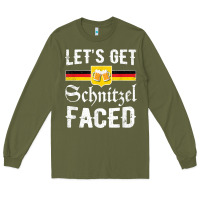 Army Green lets get schnitzel faced men women vintage oktoberfest t shirt Long Sleeve Tee - StudioElite