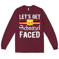 Burgundy lets get schnitzel faced men women vintage oktoberfest t shirt Long Sleeve Tee - StudioElite