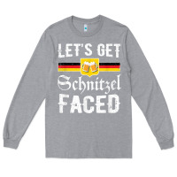 Heather Grey lets get schnitzel faced men women vintage oktoberfest t shirt Long Sleeve Tee - StudioElite