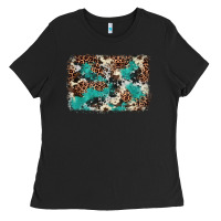 Black Cowhide Turquoise Glitter Ladies Tee - FaDigitalArtStudio