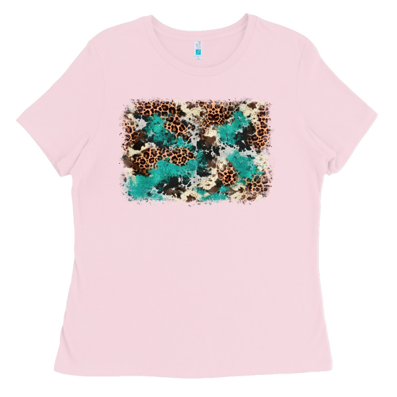 Cowhide Turquoise Glitter Ladies Tee by FaDigitalArtStudio | Teevron
