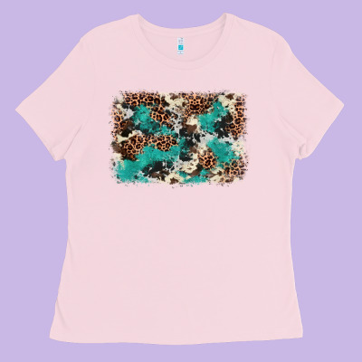 Cowhide Turquoise Glitter Ladies Tee Designed By Fadigitalartstudio