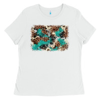 White Cowhide Turquoise Glitter Ladies Tee - FaDigitalArtStudio