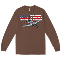 Chestnut Military Airplane A-10 Warthog American Flag Long Sleeve Tee - StudioElite