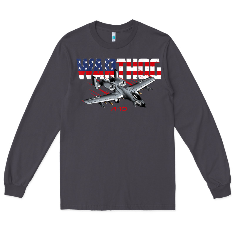 Military Airplane A-10 Warthog American Flag Long Sleeve Tee by StudioElite | Teevron