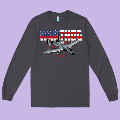 Military Airplane A-10 Warthog American Flag Long Sleeve Tee Designed By Studioelite