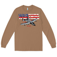 Toasted Coconut Military Airplane A-10 Warthog American Flag Long Sleeve Tee - StudioElite