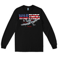 Black Military Airplane A-10 Warthog American Flag Long Sleeve Tee - StudioElite