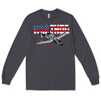 Military Airplane A-10 Warthog American Flag Long Sleeve Tee | Teevron