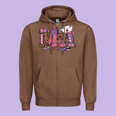 Valentines Day Ma Nurse Zipper Hoodie Designed By Ranaportraitstore