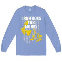 Colony Blue heavy equipment operator i run hoes for money usa flag t shirt Long Sleeve Tee - StudioElite
