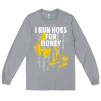 Heather Grey heavy equipment operator i run hoes for money usa flag t shirt Long Sleeve Tee - StudioElite