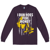 Plum heavy equipment operator i run hoes for money usa flag t shirt Long Sleeve Tee - StudioElite