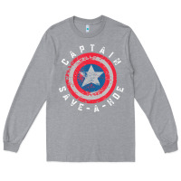 Heather Grey Captain Save-A-Hoe Vintage Funny Retro Long Sleeve Tee - StudioElite