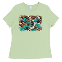 Matcha Cowhide Turquoise Glitter Ladies Tee - FaDigitalArtStudio