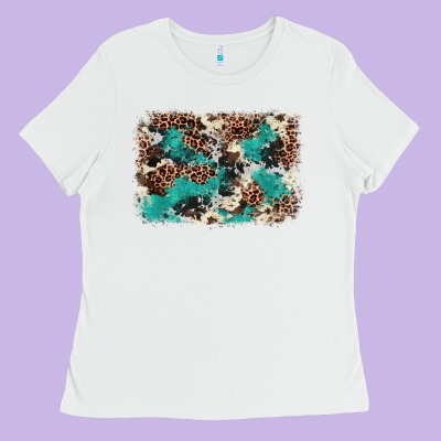 Cowhide Turquoise Glitter Ladies Tee Designed By Fadigitalartstudio