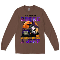 Chestnut my broom broke so now i drive a j.e.e.p witch halloween t shirt Long Sleeve Tee - StudioElite