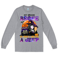Heather Grey my broom broke so now i drive a j.e.e.p witch halloween t shirt Long Sleeve Tee - StudioElite