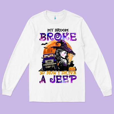My Broom Broke So Now I Drive A J.e.e.p Witch Halloween T Shirt Long Sleeve Tee Designed By Studioelite