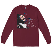 Burgundy Original Portrait of Luciano Pavarotti Long Sleeve Tee - StudioElite