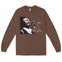 Chestnut Original Portrait of Luciano Pavarotti Long Sleeve Tee - StudioElite