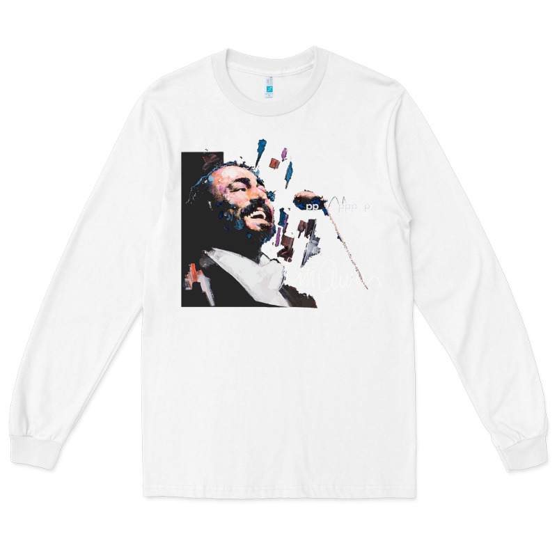 Original Portrait Of Luciano Pavarotti Long Sleeve Tee by StudioElite | Teevron
