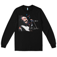 Black Original Portrait of Luciano Pavarotti Long Sleeve Tee - StudioElite