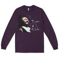 Plum Original Portrait of Luciano Pavarotti Long Sleeve Tee - StudioElite