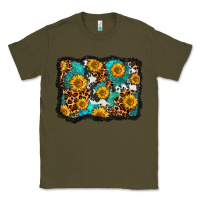 Army Green cowhide leopard turquoise sunflowers pattern olivia Classic Tee - OliviaCreatesArt