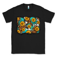 Black cowhide leopard turquoise sunflowers pattern olivia Classic Tee - OliviaCreatesArt