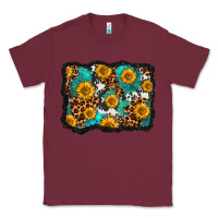 Burgundy cowhide leopard turquoise sunflowers pattern olivia Classic Tee - OliviaCreatesArt