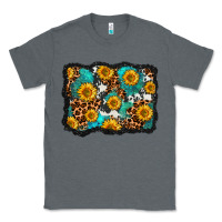 Charcoal Heather cowhide leopard turquoise sunflowers pattern olivia Classic Tee - OliviaCreatesArt