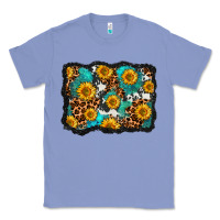 Colony Blue cowhide leopard turquoise sunflowers pattern olivia Classic Tee - OliviaCreatesArt