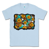 Dusty Blue cowhide leopard turquoise sunflowers pattern olivia Classic Tee - OliviaCreatesArt