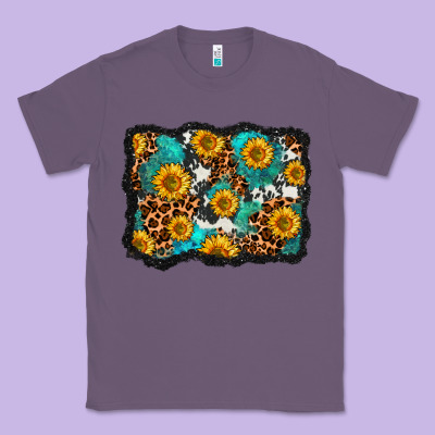 Cowhide Leopard Turquoise Sunflowers Pattern Olivia Classic Tee Designed By Oliviacreatesart