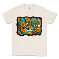 Natural cowhide leopard turquoise sunflowers pattern olivia Classic Tee - OliviaCreatesArt