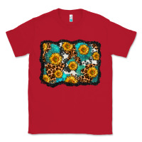 Red cowhide leopard turquoise sunflowers pattern olivia Classic Tee - OliviaCreatesArt