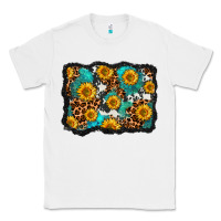 White cowhide leopard turquoise sunflowers pattern olivia Classic Tee - OliviaCreatesArt