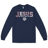 Navy Texas A&m Aggies Jesus - Had 12 Men - Patterned Long Sleeve Tee - PixelFlow