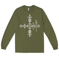 Army Green haitian veve  voodoo symbol t shirt Long Sleeve Tee - PixelFlow