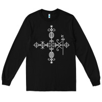 Black haitian veve  voodoo symbol t shirt Long Sleeve Tee - PixelFlow